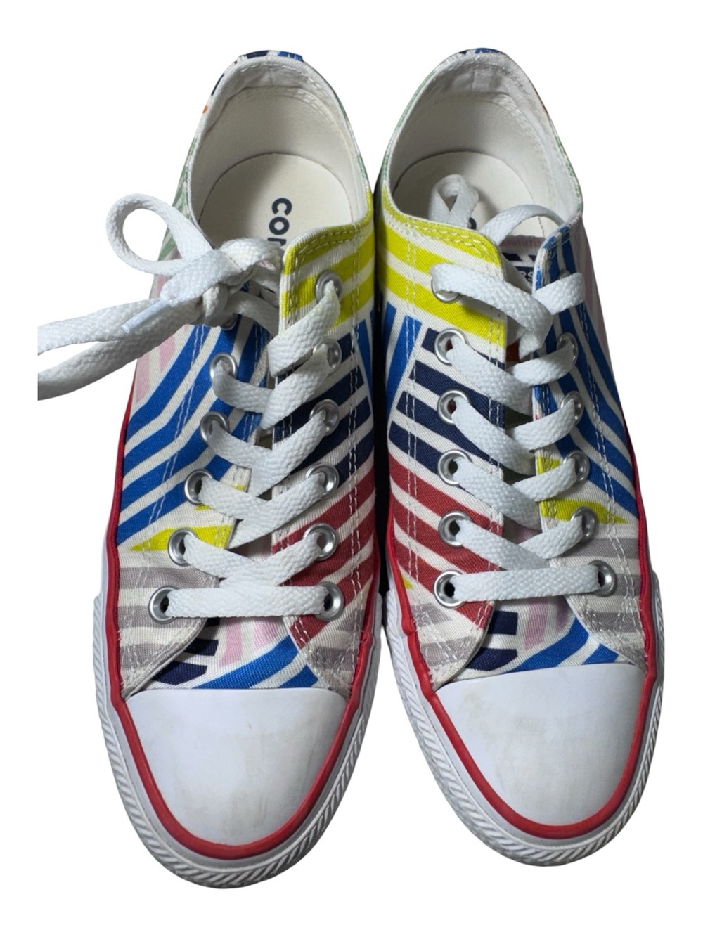 Converse All Star Rainbow Stripe Low Top Sneakers Size 7 Canvas Unisex Fun Happy